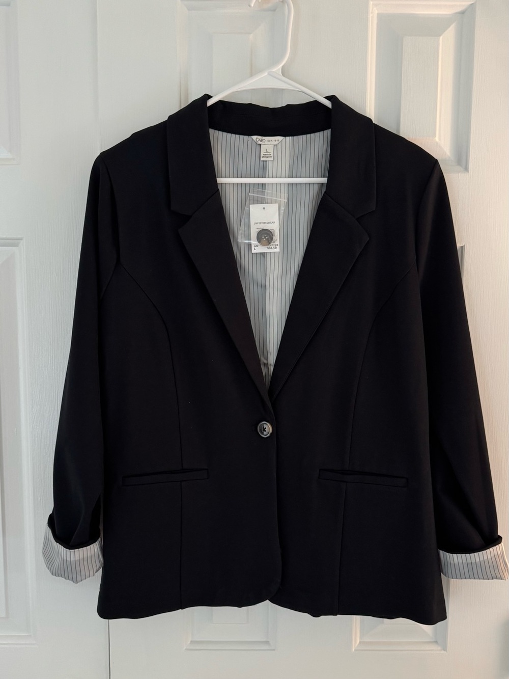 Cato Black Single-Button Notch-Lapel Blazer